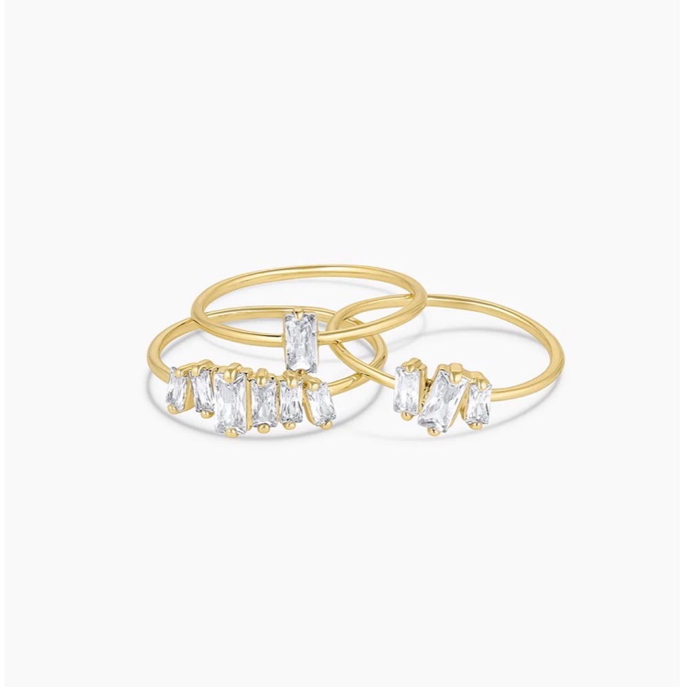Gorjana “Amara” Gold Women's Ring Trio, Size 6 - Picture 2 of 2